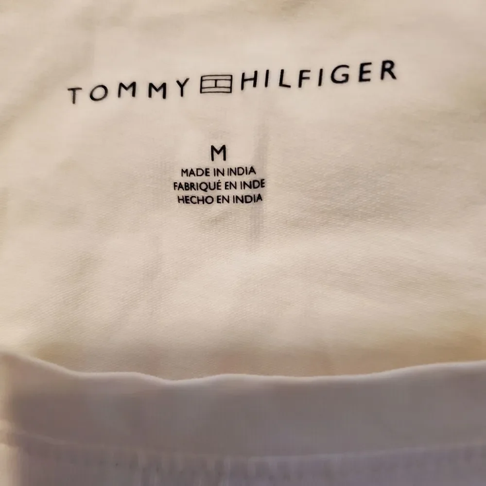 Tommy Hilfiger White Navy Logo Graphic T-Shirt Medium